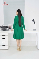 B8482X84 - Bộ text xanh: Áo vest lửng ve bầu + Đầm xòe sát nách