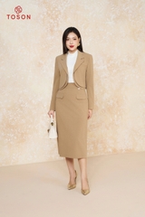 B8376N14 - Bộ vest tuýp si nâu: Vest + Chân váy (Test)