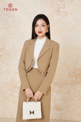 B8376N14 - Bộ vest tuýp si nâu: Vest + Chân váy (Test)
