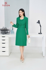 S8450X94 - Set bộ tweet xanh: Vest dáng ngắn + Đầm