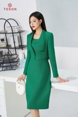 S8450X94 - Set bộ tweet xanh: Vest dáng ngắn + Đầm