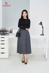 33505G94 - Chân váy tuýp si đen xếp ly xoè