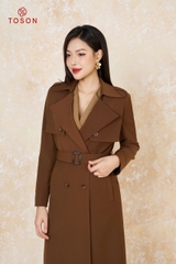 92994 - Áo măng tô Kaki cổ K tà bong 2 bên thắt đai eo