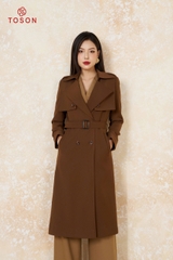 92994 - Áo măng tô Kaki cổ K tà bong 2 bên thắt đai eo