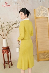 S8351V24 - Bộ tweet vàng: Vest cổ nơ trắng+ CV đuôi cá