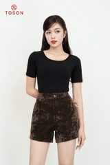 AGN99B33 - Áo Cotton borip đen dáng ôm, cổ U tay cộc.