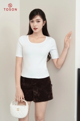 AGN99W34 - Áo Cotton borip dáng ôm, cổ U tay cộc.