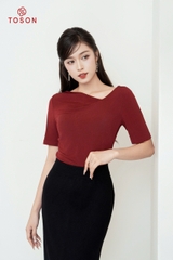 ASQ01B34 - Áo saquin nhúng, tay cộc, xếp ly vai