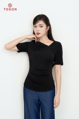 ASQ01B34 - Áo saquin nhúng, tay cộc, xếp ly vai