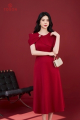 43525D94 - Đầm u mì đỏ vai xếp ly (Limitted)