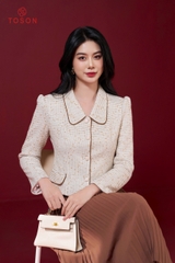 83014V94 - Áo len ánh vàng, Vest cổ sam