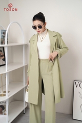 91991X84 - Măng tô xanh cốm tay zắc lăng thắt đai eo