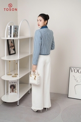 82531X94 - Áo vest dạ tweet kẻ phối cổ xanh