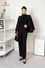 84990B93 -Áo Blazer đen phối cổ trần chỉ trắng