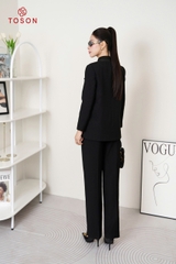 84990B93 -Áo Blazer đen phối cổ trần chỉ trắng