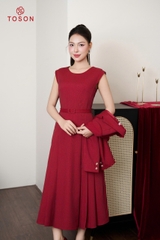 B8472 - Bộ text: Đầm + Vest lửng