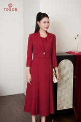 B8472 - Bộ text: Đầm + Vest lửng