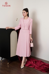 B8472 - Bộ text: Đầm + Vest lửng