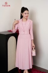B8472 - Bộ text: Đầm + Vest lửng