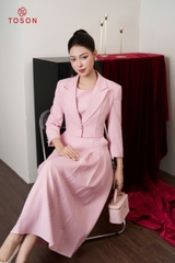 B8472 - Bộ text: Đầm + Vest lửng