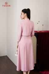 B8472 - Bộ text: Đầm + Vest lửng