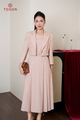 B8472 - Bộ text: Đầm + Vest lửng