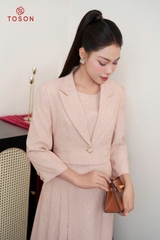 B8472 - Bộ text: Đầm + Vest lửng