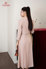 B8472 - Bộ text: Đầm + Vest lửng