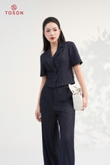 B1206K95 - Bộ bò kẻ: Áo ký giả + Quần suông