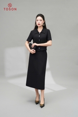 37010 - Chân váy chéo hàn suông kéo khóa trước