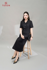 37010 - Chân váy chéo hàn suông kéo khóa trước