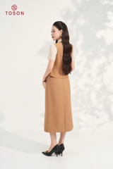 B1301E35 - Bộ đũi hàn be: Áo cổ phối tơ + Chân váy
