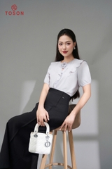 11001 - Áo chiffon xếp bèo đính hoa