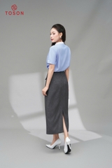 36002G95 - Chân váy A dài, đũi ghi chì phối nắp túi