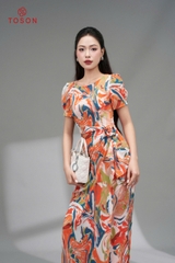 44023 - Đầm silk eo xếp bèo lệch