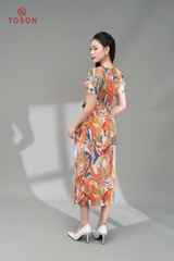 44023 - Đầm silk eo xếp bèo lệch