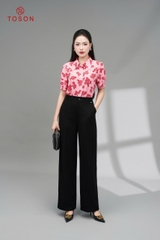 12007H35 - Áo lụa silk họa tiết hoa hồng