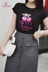 AP202 - Áo cotton vai chờm in quả cherry
