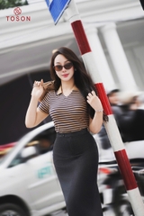 AP642 - Áo cotton kẻ cổ polo V