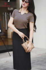 AP642 - Áo cotton kẻ cổ polo V