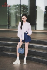 11013K95 - Áo sơ mi cổ đức thô kẻ hồng