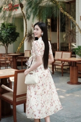 40063 - Đầm xòe cổ phối kẹp bèo