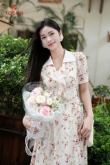 40063 - Đầm xòe cổ phối kẹp bèo