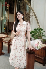 40063 - Đầm xòe cổ phối kẹp bèo