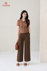 19035K35 - Áo đờ mi đũi hàn kẻ tay phối nơ