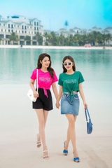 AP208 - Áo cotton trắng buộc nơ gấu
