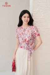 14059Z95 - Áo tơ họa tiết hoa buộc nơ