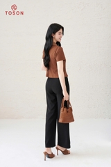 19045N35 - Áo ký giả nâu đũi tay phối tơ