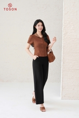 19045N35 - Áo ký giả nâu đũi tay phối tơ