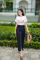AP112 - Áo cotton in hoa ngang ngực